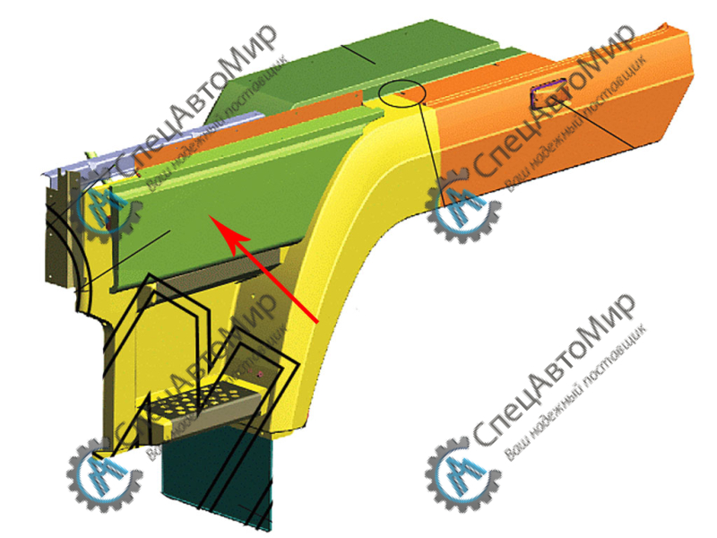 Панель двери (крыла) нижняя левая МАЗ (6312-6101033-010) - СНЛК945-00.00.00.00-01
